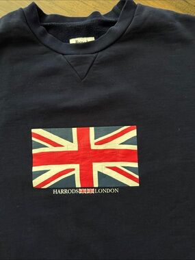 Harrods London Navy Sweatshirt with Union Jack Print